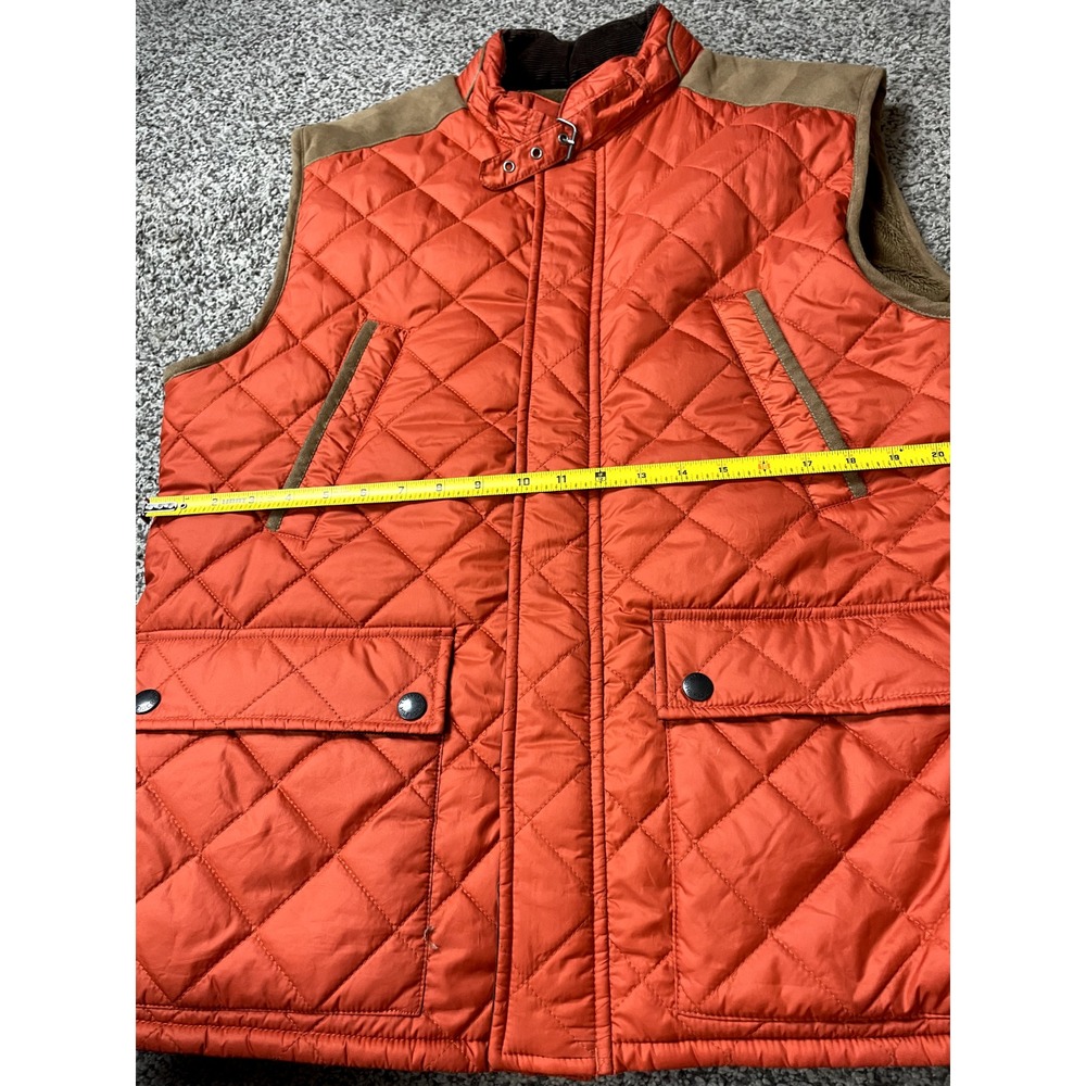 Tommy Hilfiger‎ Vest Women's L Orange Quilted Faux Fur Corduroy Full Zip Pockets - Picture 12 of 16